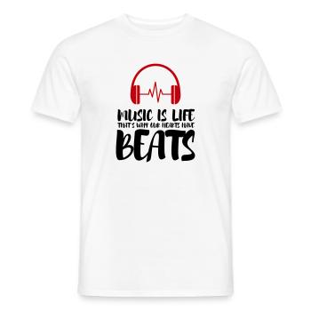 La musique, c’est la vie et c’est pourquoi la vie bat - T-shirt homme - blanc - Devant - AI Model Male 178 dark (178cm)