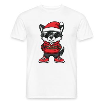 Akita Chien Noël Noël - T-shirt homme - blanc - Devant - AI Model Male 178 dark (178cm)