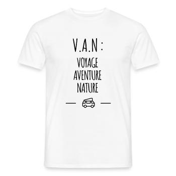 V.A.N. : Voyage Aventure Nature - T-shirt homme - blanc - Devant - AI Model Male 178 dark (178cm)