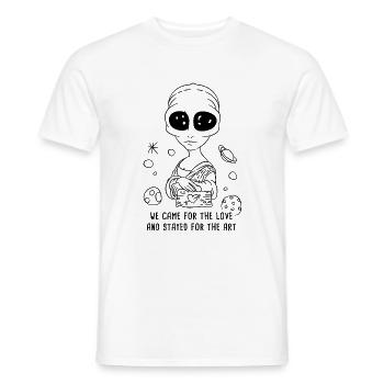 came for Love, stayed for the Art Mona Lisa Alien - Männer T-Shirt - Weiß - Vorne - AI Model Male 178 dark (178cm)