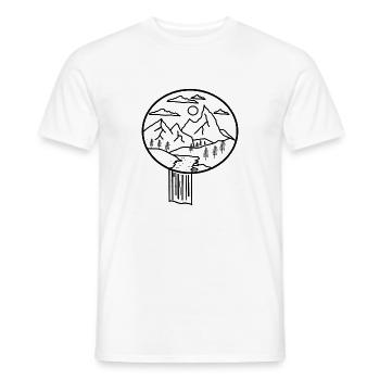 Landschaft mit Bergen,Wolken und Sonne - Männer T-Shirt - Weiß - Vorne - AI Model Male 178 dark (178cm)