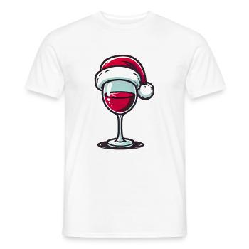 Festive Wine Glass with Santa Hat - Men's T-Shirt - white - Front - AI Model Male 178 dark (178cm)