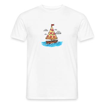Voilier Ahoy Sea avec voile de pizza au salami - T-shirt homme - blanc - Devant - AI Model Male 178 dark (178cm)