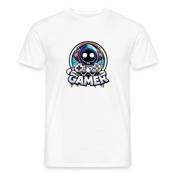 Gamer Gamepad Alien Graffiti Gaming - raffstaff ® - T-shirt homme - blanc - Devant - AI Model Male 178 dark (178cm)