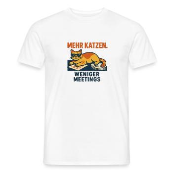 Mehr Katzen. Weniger Meetings - Männer T-Shirt - Weiß - Vorne - AI Model Male 178 dark (178cm)