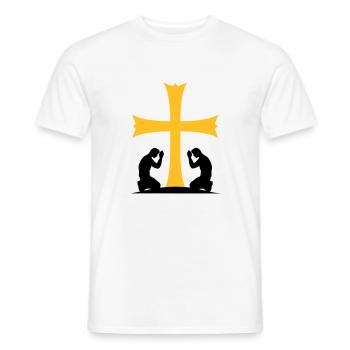 beten kirche symbol kreuz jesus christus christ ka - Männer T-Shirt - Weiß - Vorne - AI Model Male 178 dark (178cm)