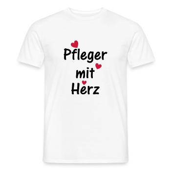 Pfleger mit Herz - Männer T-Shirt - Weiß - Vorne - AI Model Male 178 dark (178cm)