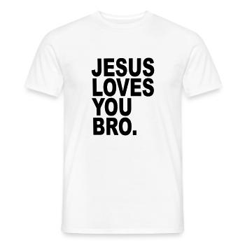 Jésus t'aime Bro cadeau religieux drôle - T-shirt homme - blanc - Devant - AI Model Male 178 dark (178cm)