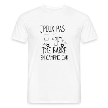 T shirt j'peux pas j'me barre en camping car - T-shirt homme - blanc - Devant - AI Model Male 178 dark (178cm)