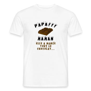 Papa !!! Maman elle a mangé tout le chocolat - T-shirt homme - blanc - Devant - AI Model Male 178 dark (178cm)