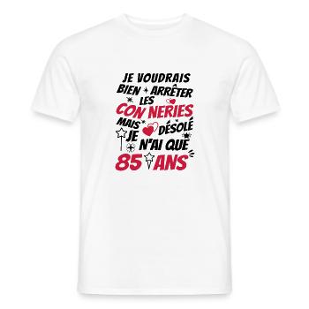 conneries 85 ans / humour anniversaire 85 ans - T-shirt homme - blanc - Devant - AI Model Male 178 dark (178cm)