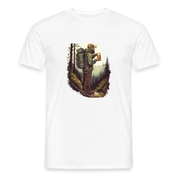 Wanderer in der Natur mit Bier bergen und Wald - Männer T-Shirt - Weiß - Vorne - AI Model Male 178 dark (178cm)
