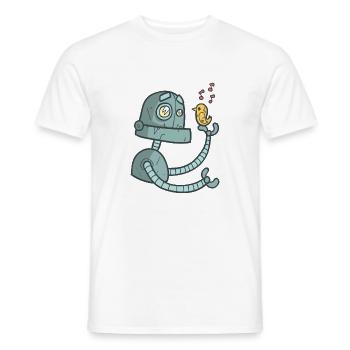 Roboter mit Vogel - Männer T-Shirt - Weiß - Vorne - AI Model Male 178 dark (178cm)