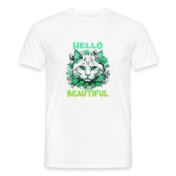 Katze schöne stilvolle Frauen bunte Kunst Kunst - Männer T-Shirt - Weiß - Vorne - AI Model Male 178 dark (178cm)
