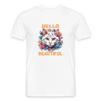 Katze schöne stilvolle Frauen bunte Kunst Kunst - Männer T-Shirt - Weiß - Vorne - AI Model Male 178 dark (178cm)