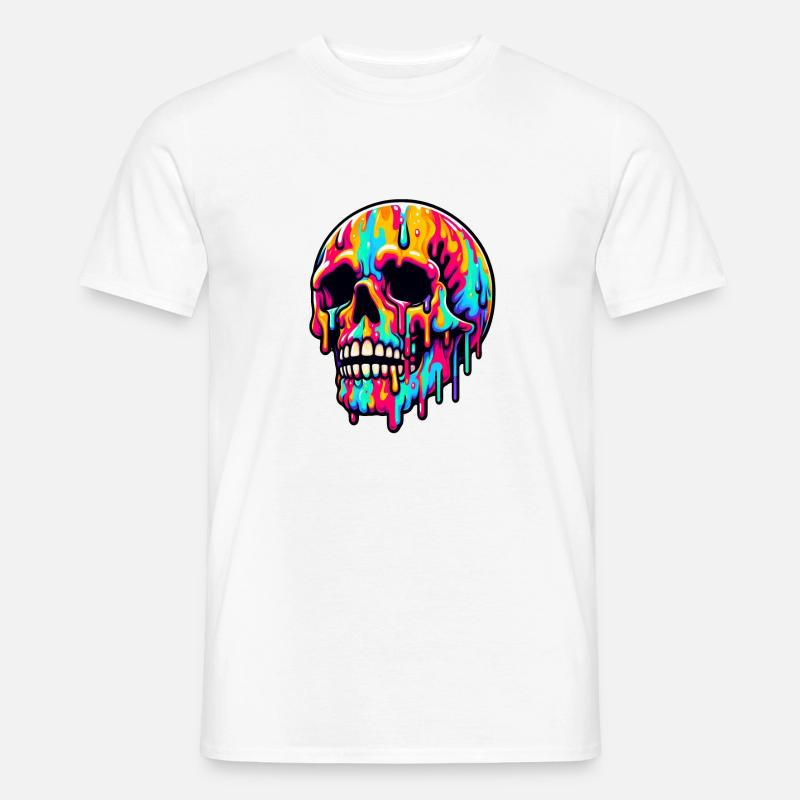 Lebendiger schmelzender Schädel - Männer T-Shirt - Weiß