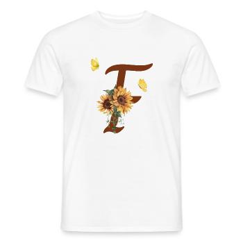 Buchstabe f Sonnenblume Schmetterling - Männer T-Shirt - Weiß - Vorne - AI Model Male 178 dark (178cm)