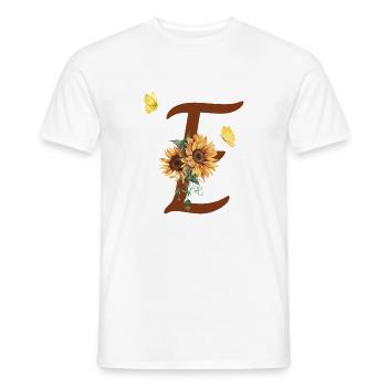 Buchstabe e Sonnenblume Schmetterling - Männer T-Shirt - Weiß - Vorne - AI Model Male 178 dark (178cm)