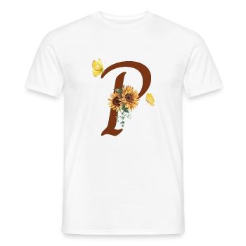 Buchstabe p Sonnenblumenschmetterling - Männer T-Shirt - Weiß - Vorne - AI Model Male 178 dark (178cm)