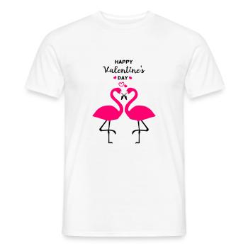 Flamants roses Saint-Valentin - T-shirt homme - blanc - Devant - AI Model Male 178 dark (178cm)