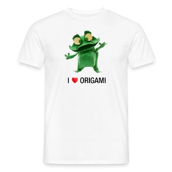I love Origami - Grenouille Origami - T-shirt homme - blanc - Devant - AI Model Male 178 dark (178cm)