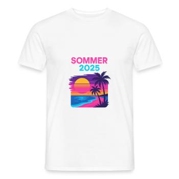 Sommer 2025 Lustig Party Urlaub Strand Palmen Bier - Männer T-Shirt - Weiß - Vorne - AI Model Male 178 dark (178cm)