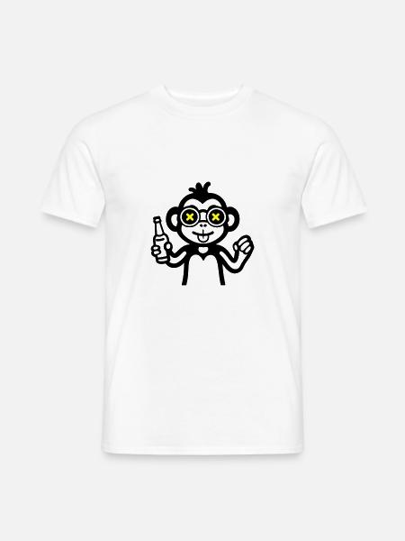 Affe Drinking Lustig Bier - Männer T-Shirt - Weiß