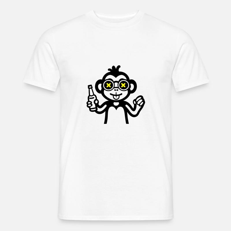 Affe Drinking Lustig Bier - Männer T-Shirt - Weiß