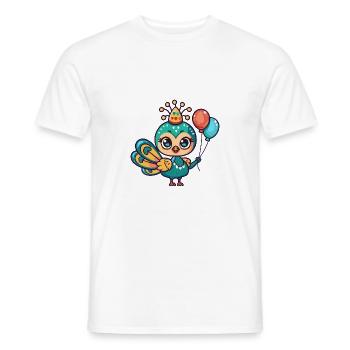 Peacock Bird Birthday Baby - Men's T-Shirt - white - Front - AI Model Male 178 dark (178cm)