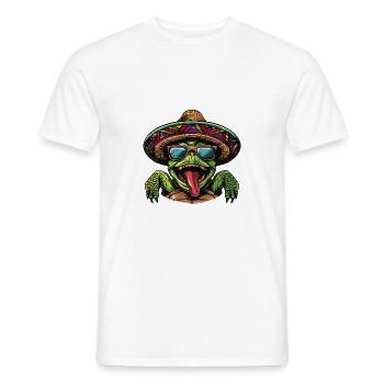 tortue bande dessinée drôle sombrero - T-shirt homme - blanc - Devant - AI Model Male 178 dark (178cm)