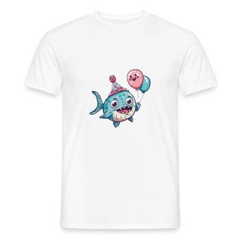 Piranha Poissons Anniversaire Bébé - T-shirt homme - blanc - Devant - AI Model Male 178 dark (178cm)
