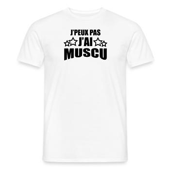 j'peux pas j'ai muscu - T-shirt homme - blanc - Devant - AI Model Male 178 dark (178cm)
