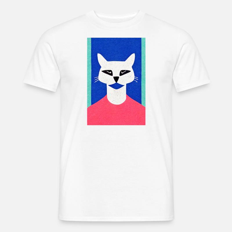 Snow Leopard Cat Retro - Männer T-Shirt - Weiß