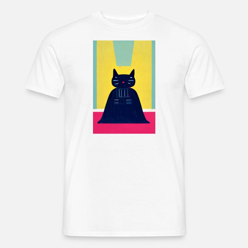 Dark Cat Retro - Männer T-Shirt - Weiß