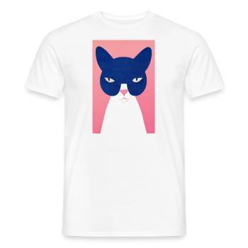 Gangsta Cat Rétro - T-shirt homme - blanc - Devant - AI Model Male 178 dark (178cm)