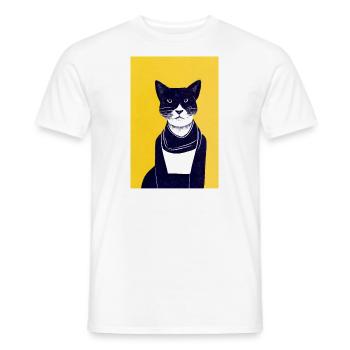 Black and White Sunshine Cat Retro - Men's T-Shirt - white - Front - AI Model Male 178 dark (178cm)