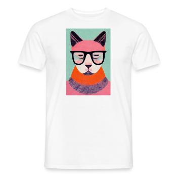 Le Chat Hipster Rétro - T-shirt homme - blanc - Devant - AI Model Male 178 dark (178cm)