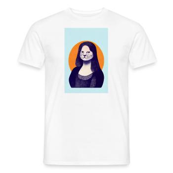 Mona Lisa Cat Retro - Men's T-Shirt - white - Front - AI Model Male 178 dark (178cm)