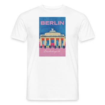 Porte de Brandebourg Berlin Affiche de voyage Rétro - T-shirt homme - blanc - Devant - AI Model Male 178 dark (178cm)