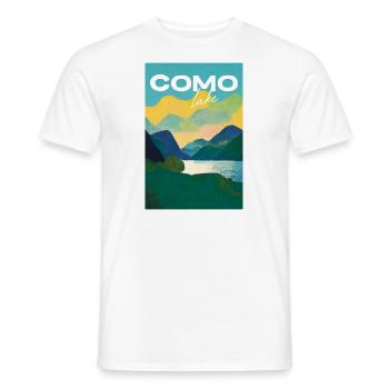 Lake Como Old Travel Poster Retro - Men's T-Shirt - white - Front - AI Model Male 178 dark (178cm)