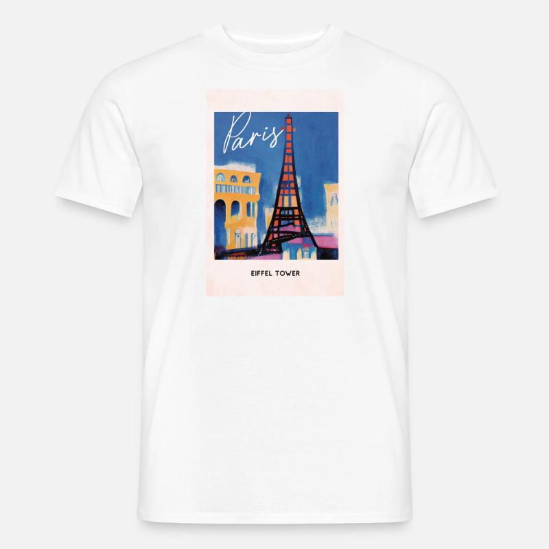 Paris Eiffel Tower Old Reiseplakat Retro - Männer T-Shirt - Weiß