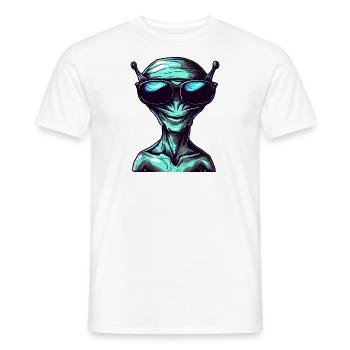 Cool Green Alien with Sunglasses - Men's T-Shirt - white - Front - AI Model Male 178 dark (178cm)