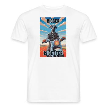Plus c’est gros, mieux c’est : le grand danois à moto - T-shirt homme - blanc - Devant - AI Model Male 178 dark (178cm)