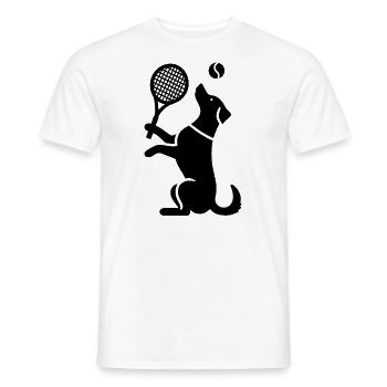 Hund Tennis Silhouette Minimalistisch - Männer T-Shirt - Weiß - Vorne - AI Model Male 178 dark (178cm)