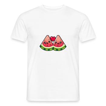 Couple de pastèque amour coeur Saint-Valentin - T-shirt homme - blanc - Devant - AI Model Male 178 dark (178cm)