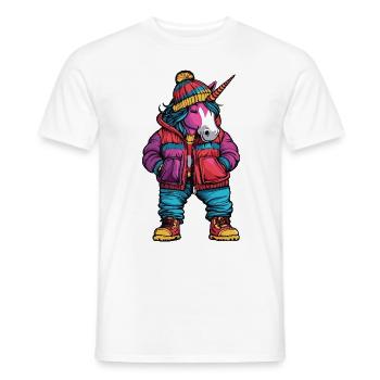 Unicorn Funny Winter - Men's T-Shirt - white - Front - AI Model Male 178 dark (178cm)
