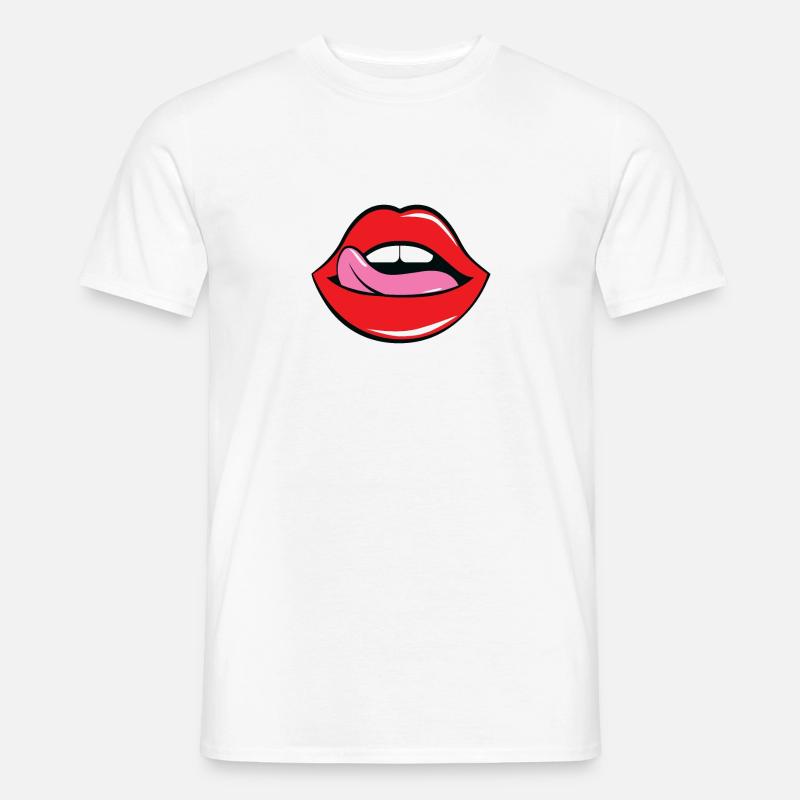 Rock & Roll Lips - Männer T-Shirt - Weiß