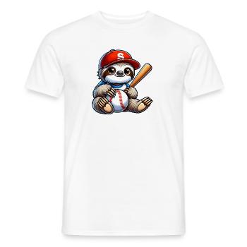 Motif mignon de joueur de baseball paresseux - T-shirt homme - blanc - Devant - AI Model Male 178 dark (178cm)