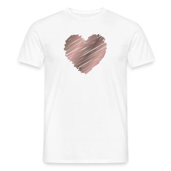 Roségold Pinselherz – Minimal Love Design - Männer T-Shirt - Weiß - Vorne - AI Model Male 178 dark (178cm)