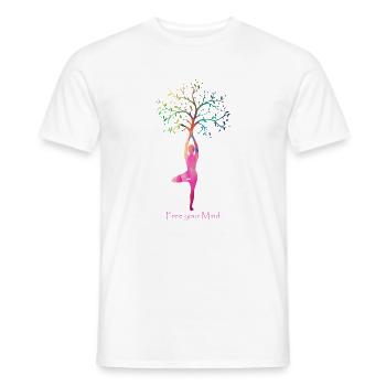 Baum Yoga Freiheit Silhouette Free your Mind - T-shirt homme - blanc - Devant - AI Model Male 178 dark (178cm)